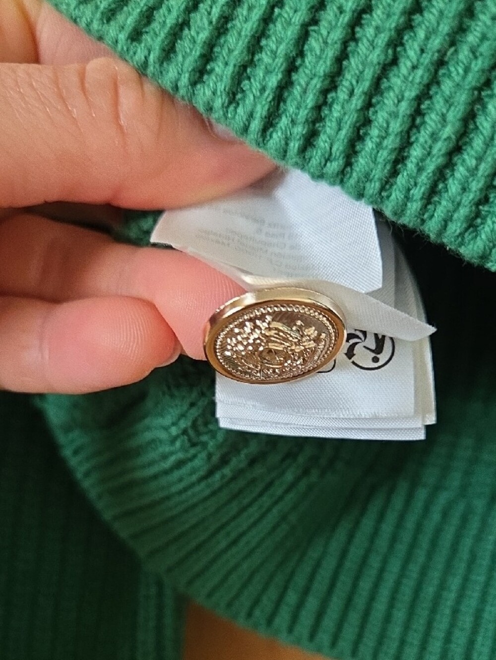 H&M Green Ribbed Button-Front Cardigan - Picture 8 of 8